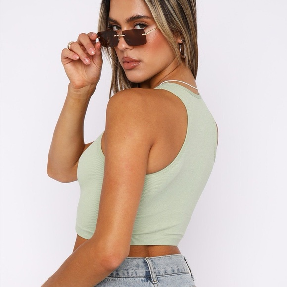 White Fox Boutique Your Vibe Seamless Tank Sage Size S/M - Picture 3 of 7